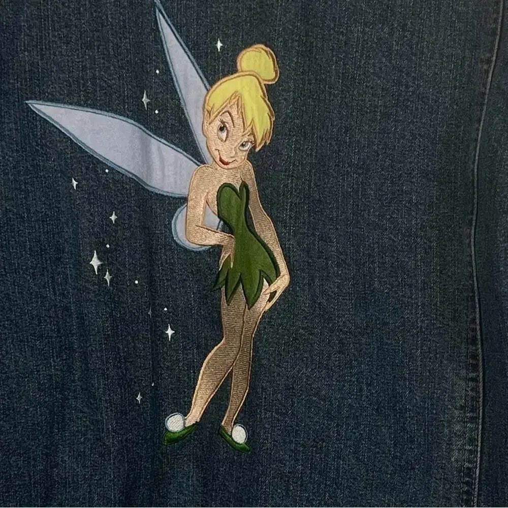 Disney Tinkerbell Jean Jacket Womens XXL Mickey Theme Park Movie Trivia - Picture 12 of 14